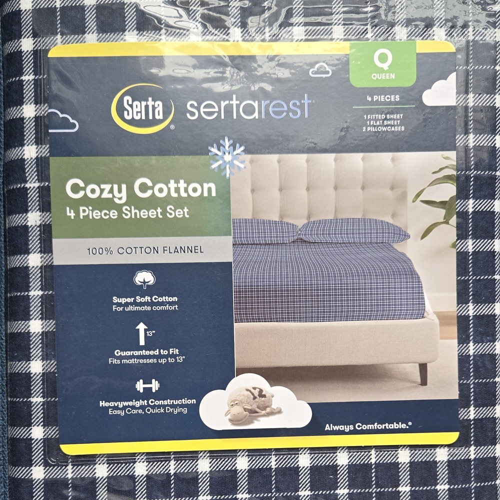 Serta Cozy Cotton 4 Piece Sheet Set - Queen